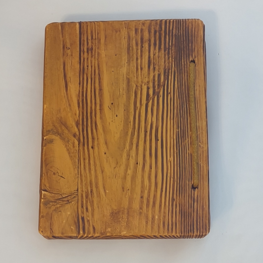 Unique Vintage Wooden Book Cover / Journal with Metal Hinges - Picture 2 of 7